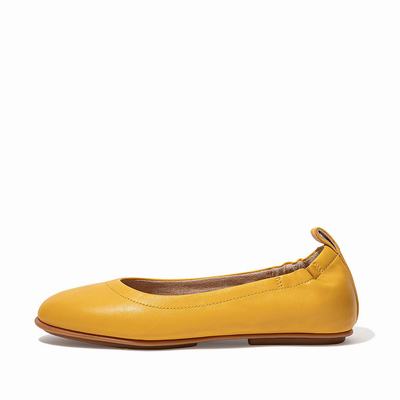 Fitflop Women's ALLEGRO Soft Leather Ballet Flats - Yellow, KJ2476031